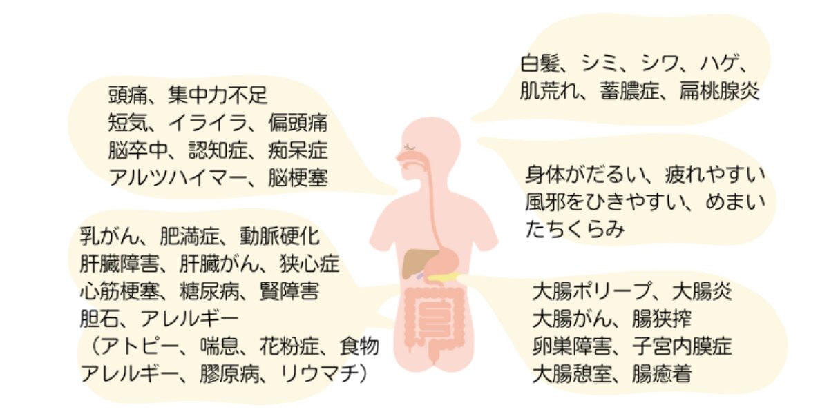 腸の不調から起こる病気やアレルギー